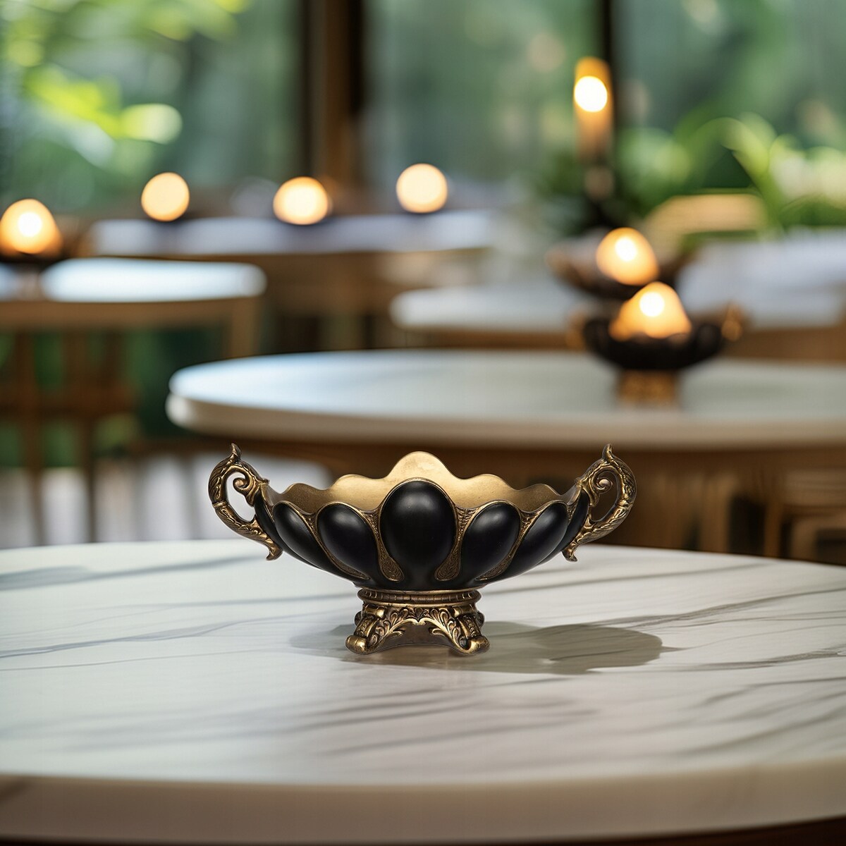 MISA NA OWOCE DEKORACJE OZDOBY PATERA 32cm ZŁOTA CZARNA RETRO MISKA DO DOMU