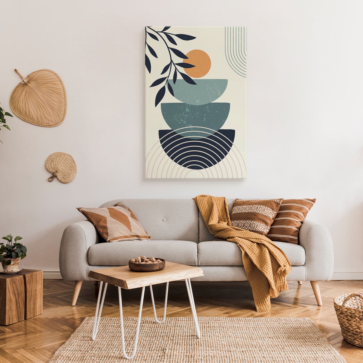 Obraz Do Sypialni Liście Kamienne Naczynia Minimalizm Styl Boho 30x40cm