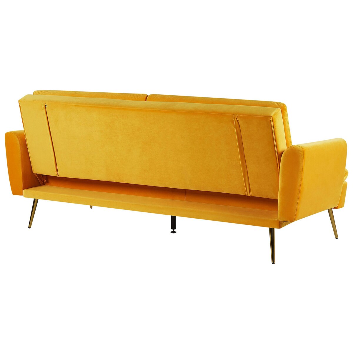 Sofa rozkładana welurowa żółta VETTRE