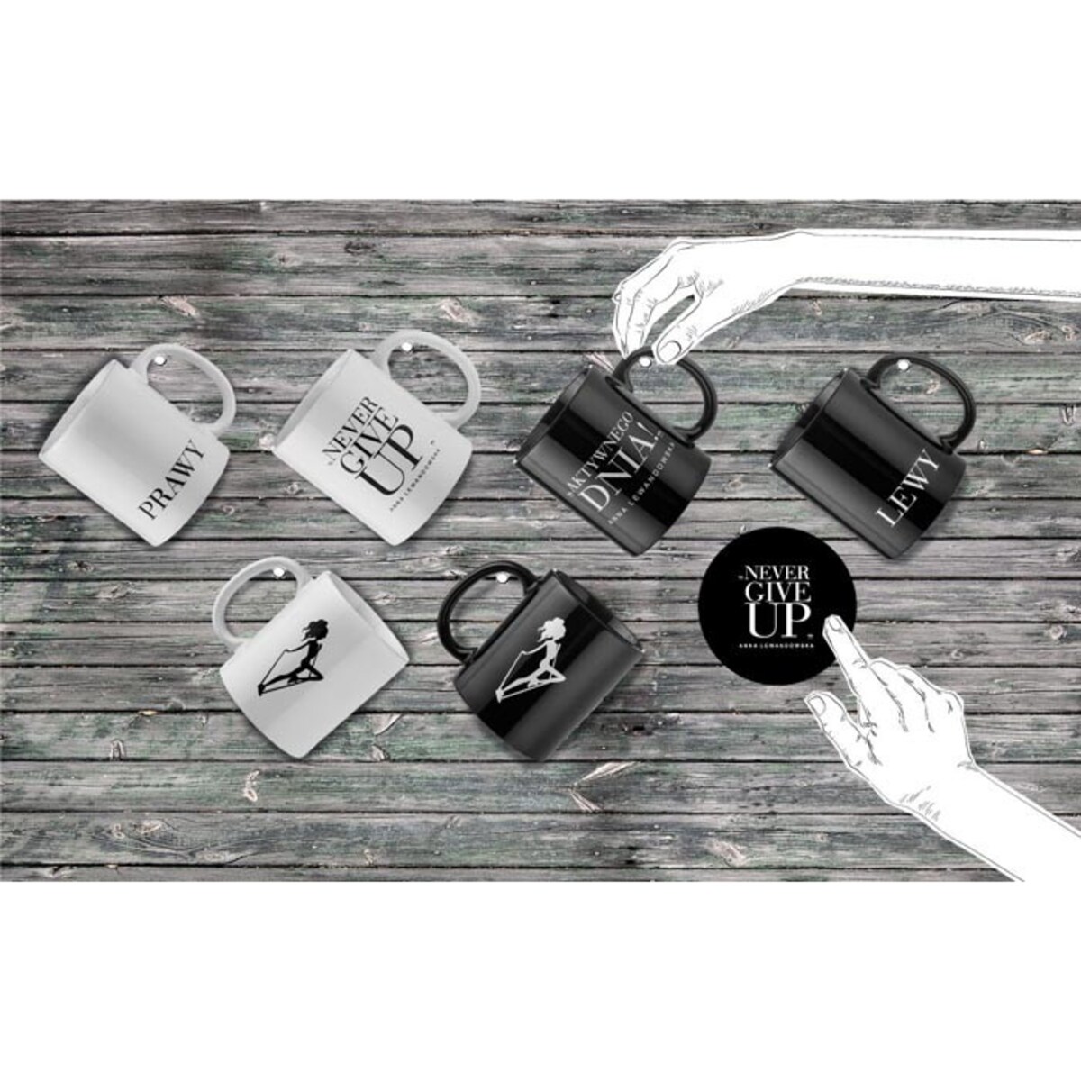 Kubek „Never Give Up” biały HPBA Anna Lewandowska, 300 ml, Healthy Plan by Ann