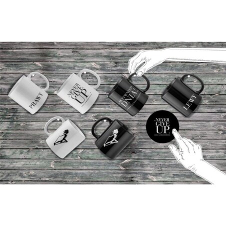 Kubek „Never Give Up” biały HPBA Anna Lewandowska, 300 ml, Healthy Plan by Ann