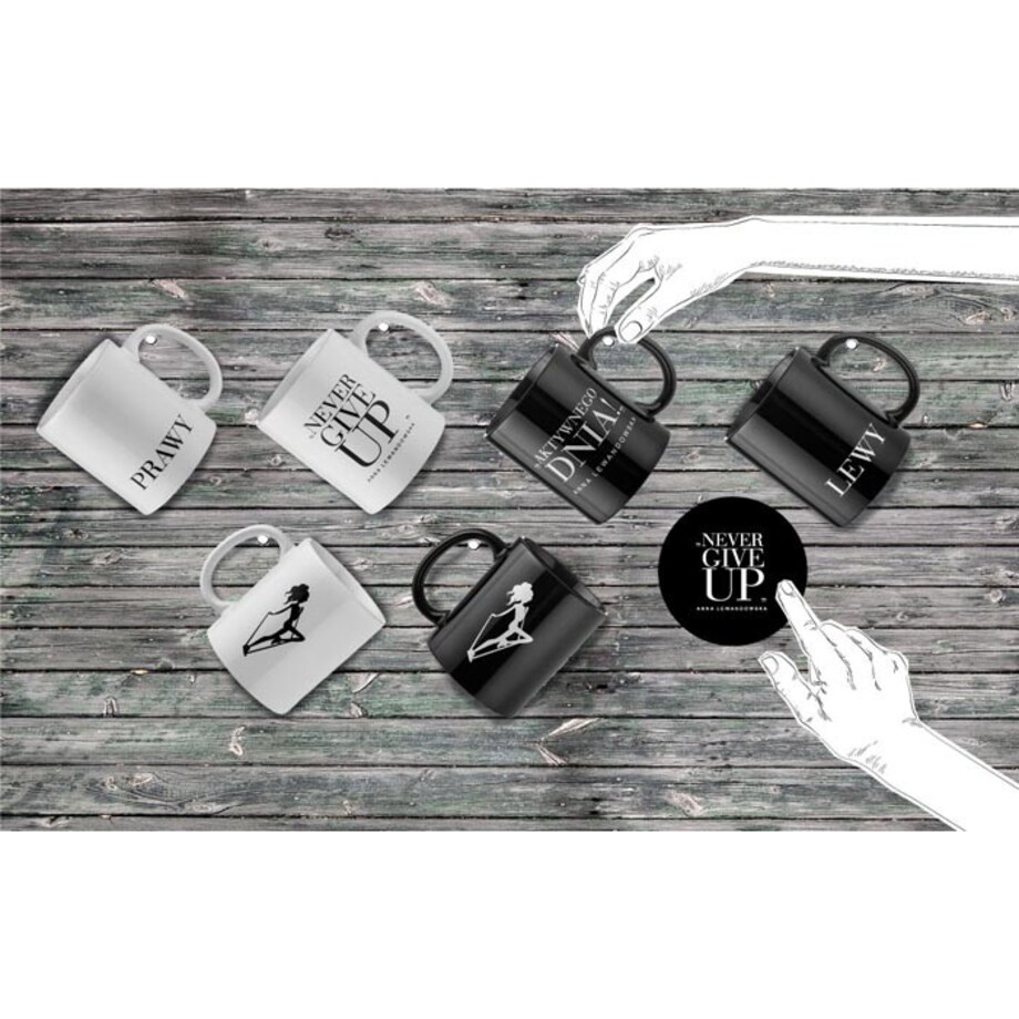 Kubek „Never Give Up” biały HPBA Anna Lewandowska, 300 ml, Healthy Plan by Ann