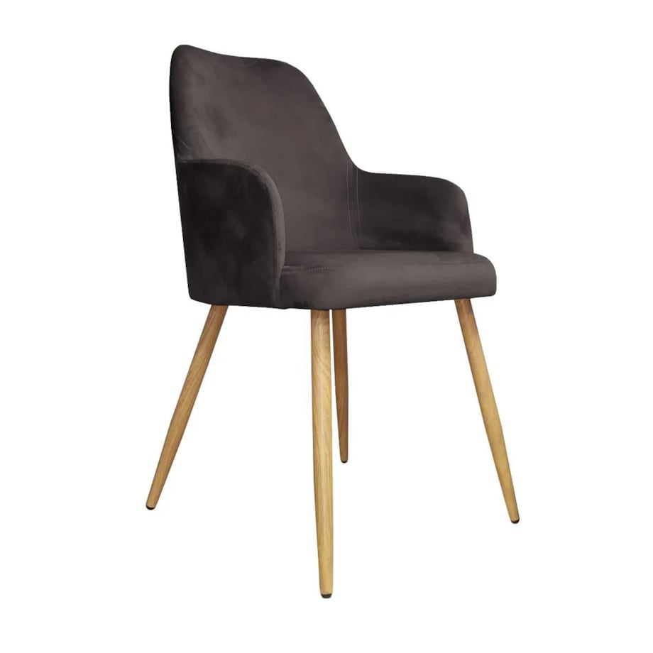 Krzesło WEZERA VELVET brązowe/dąb