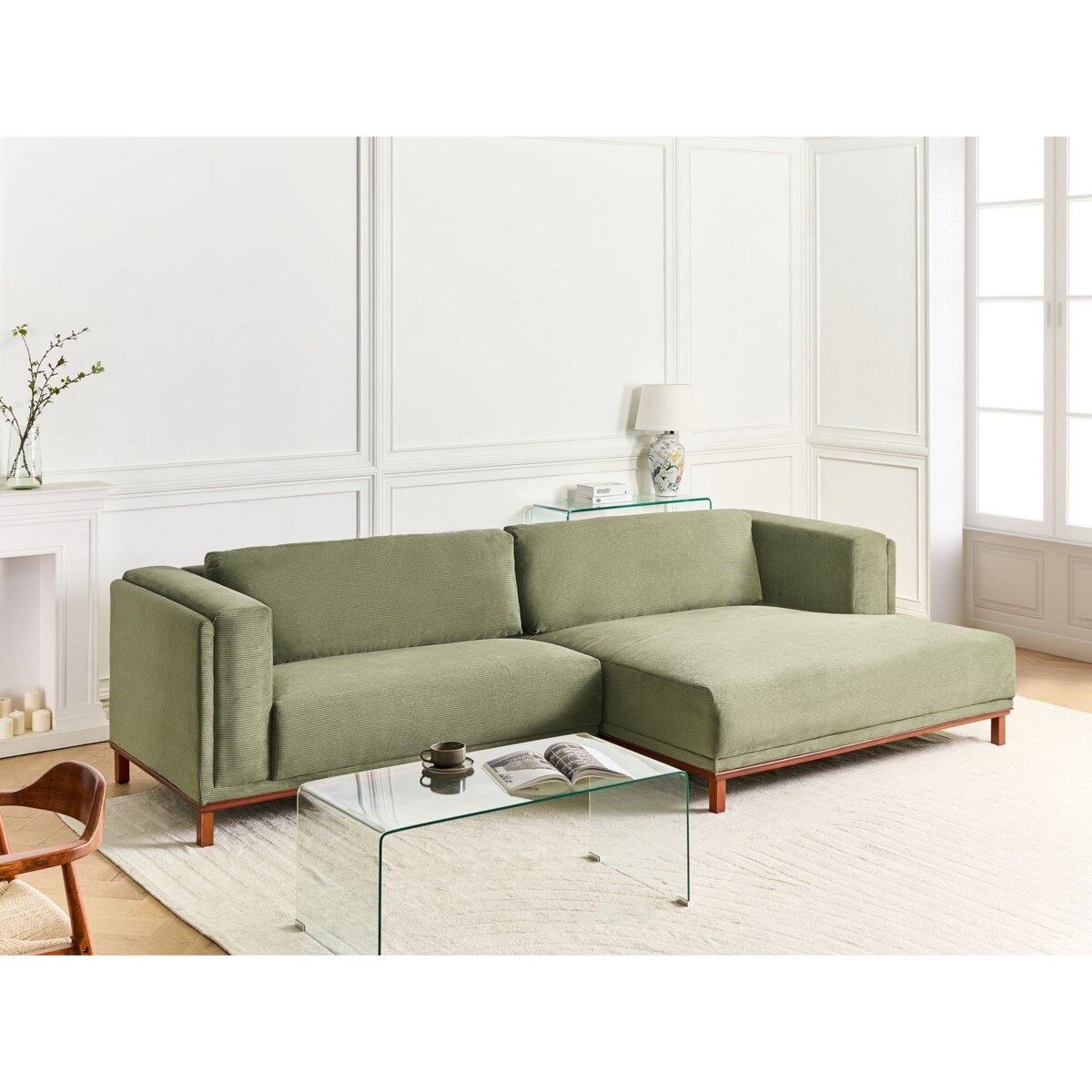 Narożnik VENG Sztruks Zielony dla 4 osób