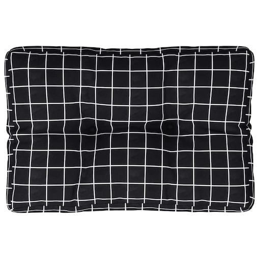 vidaXL Poduszka na paletę, czarna w kratę, 60x40x12 cm, tkanina