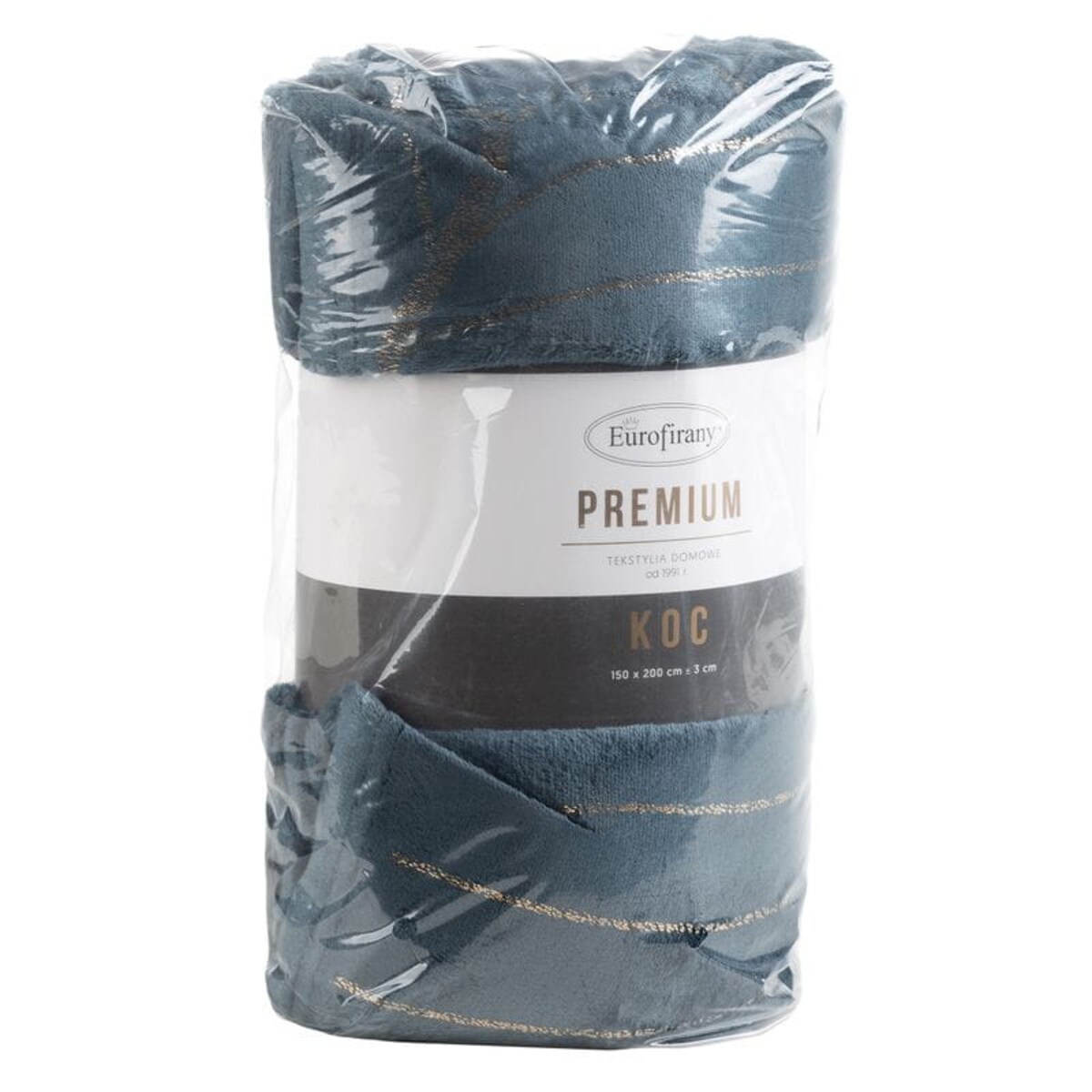 Koc Pled mikrofibra Złote Liście Wzory Roślinne 150 x 200 cm Granatowy miękki