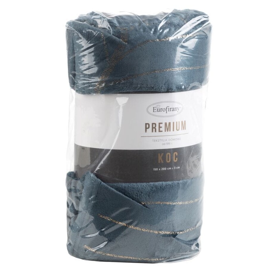 Koc Pled mikrofibra Złote Liście Wzory Roślinne 150 x 200 cm Granatowy miękki