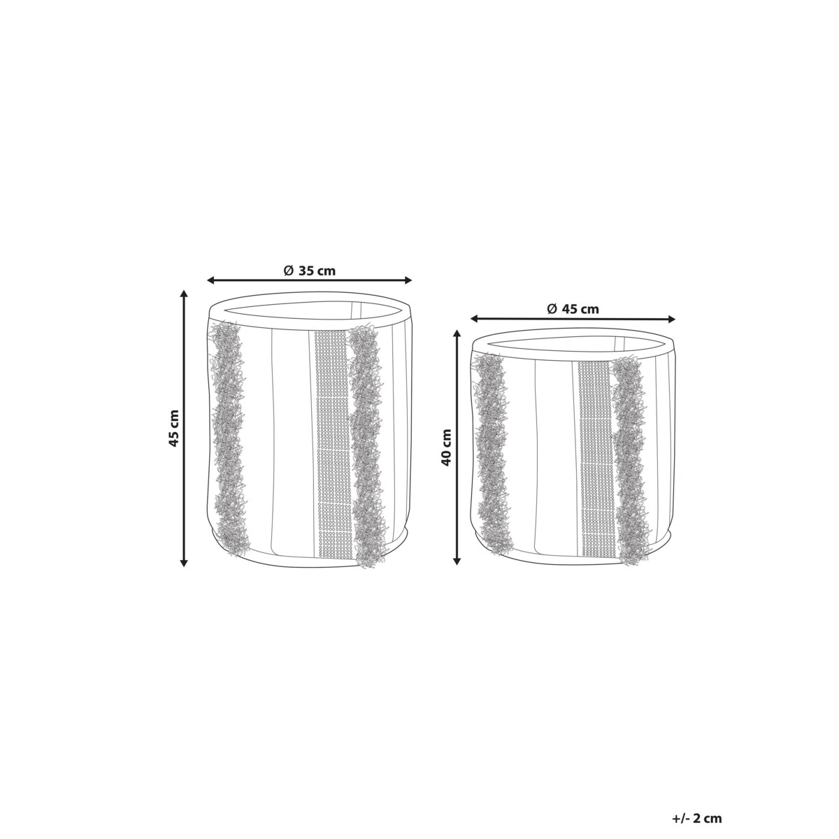 Zestaw 2 koszy bawełnianych beżowy z szarym KOTKAI