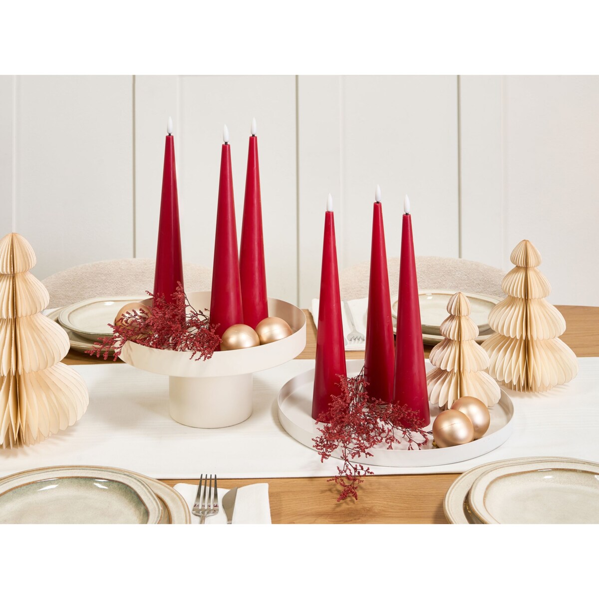 Zestaw 6 świec LED AURUM 28 cm Czerwony