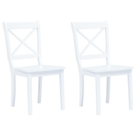 vidaXL Krzesła jadalniane, 2 szt., białe, lite drewno kauczukowca