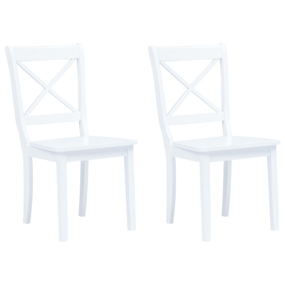 vidaXL Krzesła jadalniane, 2 szt., białe, lite drewno kauczukowca