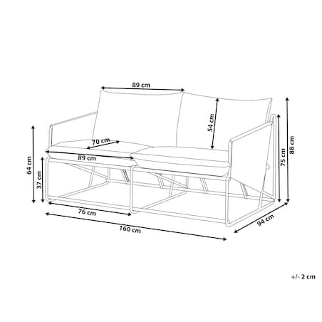 Sofa ogrodowa dla 2 osób PONTE Metal Szary