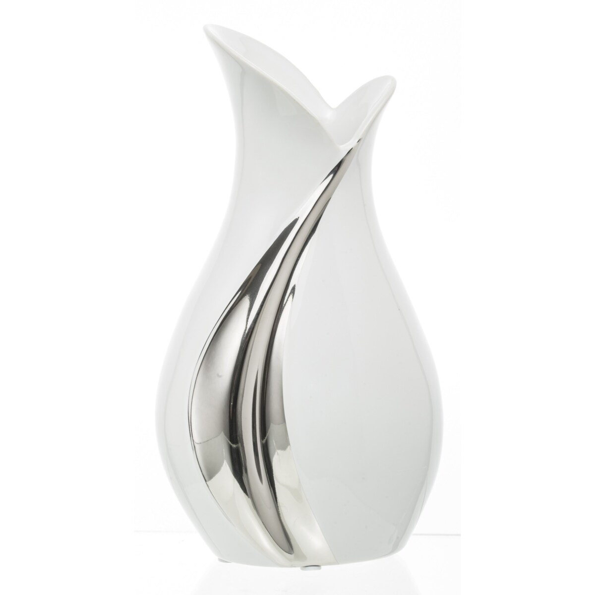 Wazon ceramiczny 30x12,5x15 cm BELO srebrno-biały