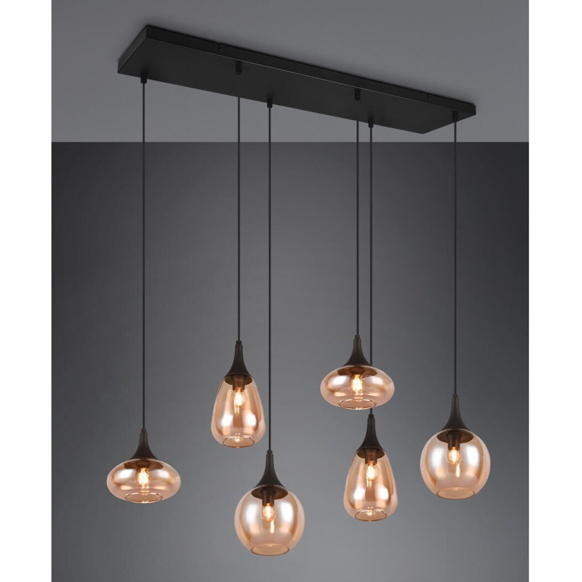 Wielopunktowa lampa zwieszana Lumina 317000613 Trio czarna bursztynowa