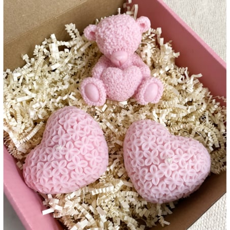 Zestaw prezentowy miś misiu, serca "Baby Teddy Bear " świece ekologiczne sojowe- pudełko prezentowe