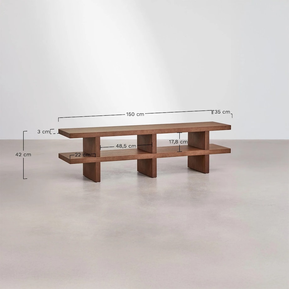 Szafka, komoda RTV Viviene 150x35 cm MDF, popielaty brąz
