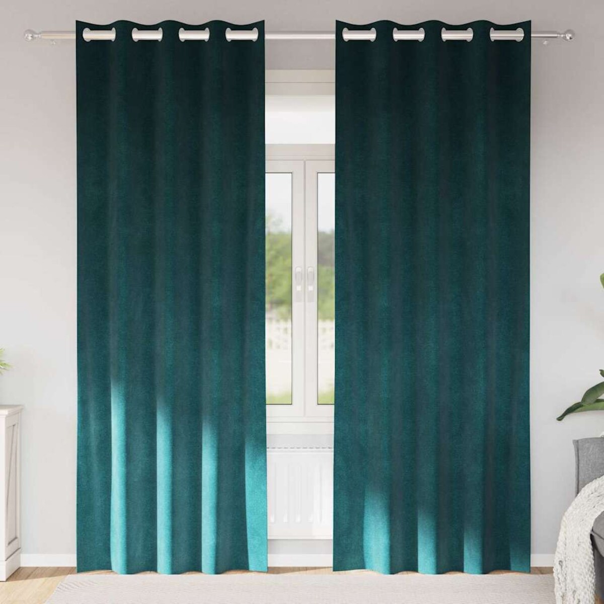 vidaXL Zasłony z zasłonami 2 pcs Ciemnozielony 140 x 245 cm Aksamit