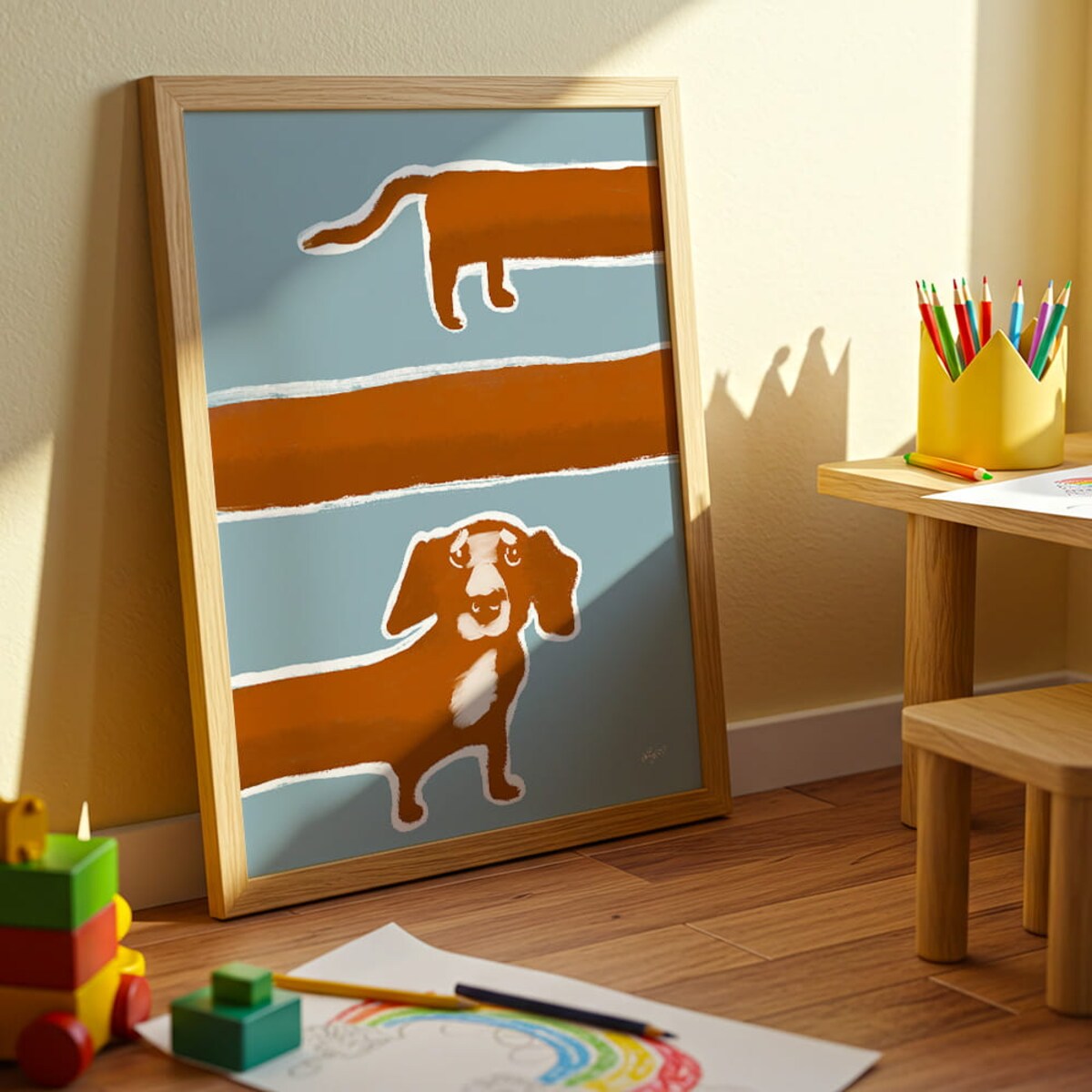 plakat długi pies 70x100