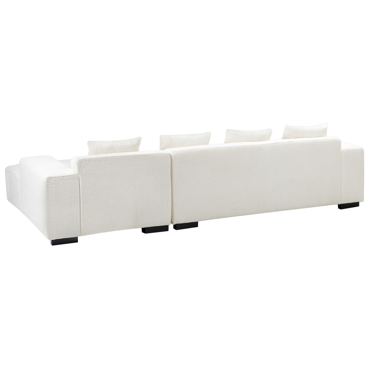 Sofa narożna z otomaną LUNGO Boucle Biały dla 4 osób Lewostronny