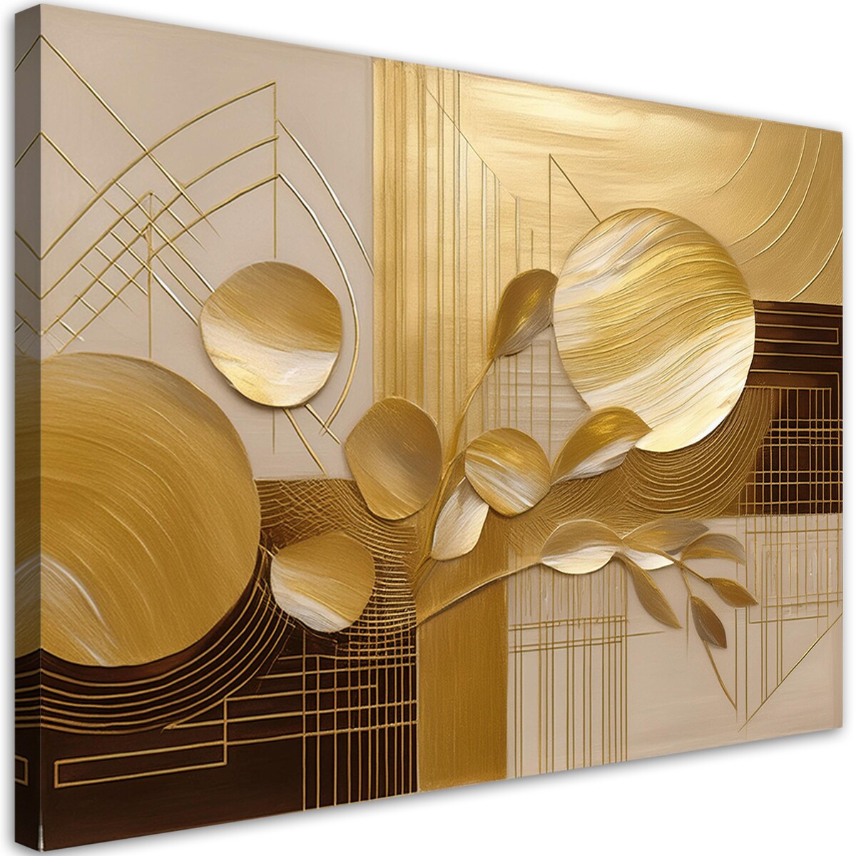 Obraz Abstrakcja canvas do salonu sypialni loftu biura spa Złote Koła i Kształty Glamour 120x80