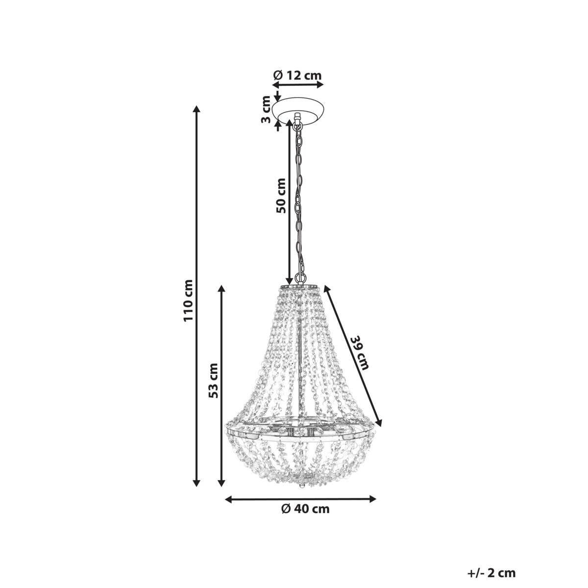 Żyrandol DIAMANTE Metal Złoty