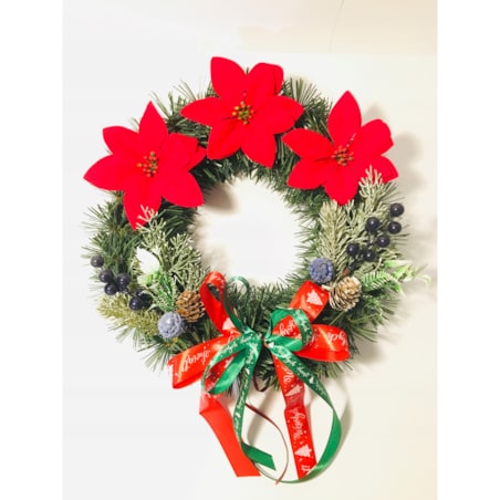 WIANEK sztuczny gotowy udekorowany świąteczny na drzwi okno stroik 30cm