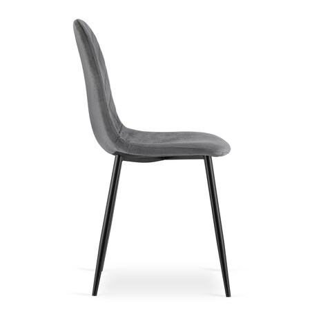 Krzesło Do Jadalni Kuchni Salonu Asti - Ciemny Szary Aksamit X 3