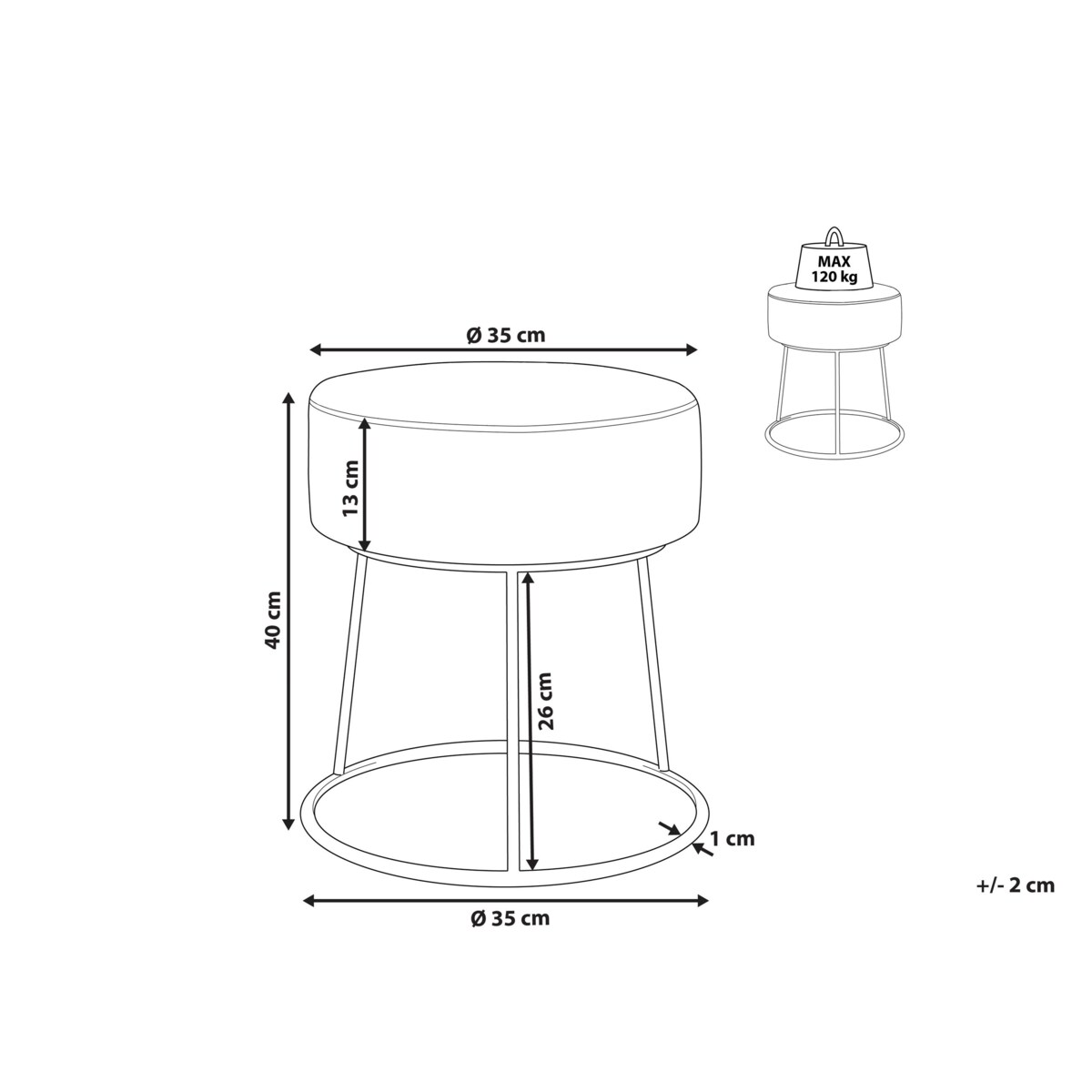 Stołek DELCO Welur Pastelowy róż