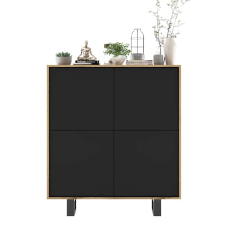 Industrialna Komoda Loft Szafka RTV Dąb Wotan Czarny MAT 113 cm