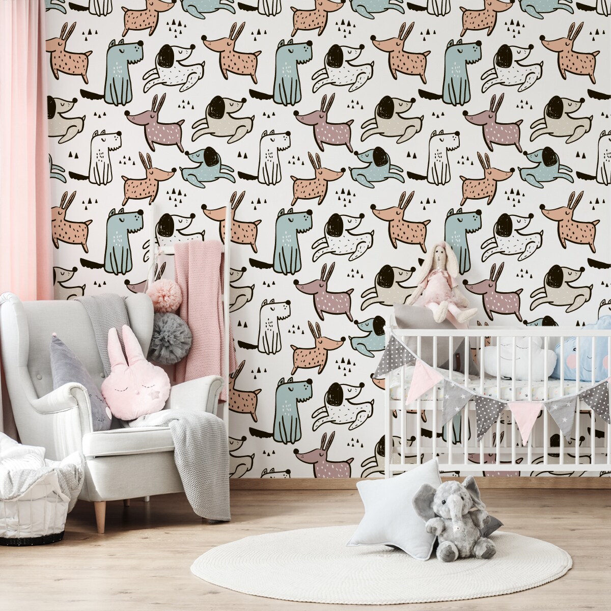 Tapeta Dziecięca KOLOROWE Pieski Zwierzątka