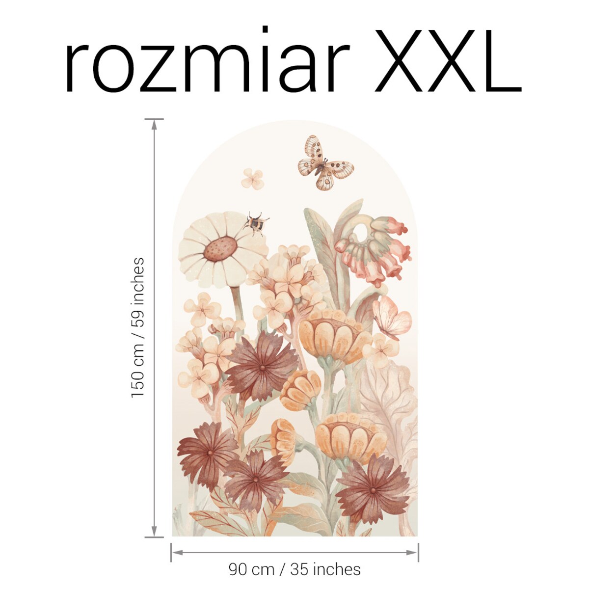 Naklejka na ścianę łuk Kwiaty boho L