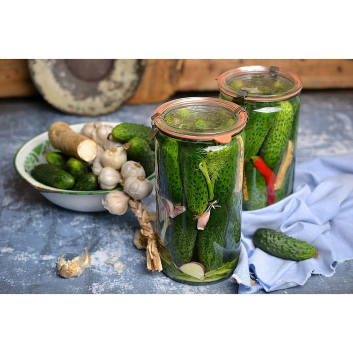 WECK Zylinder Słoik 1590 ml (6 szt), z pokrywą, uszczelką i zapinkami x2