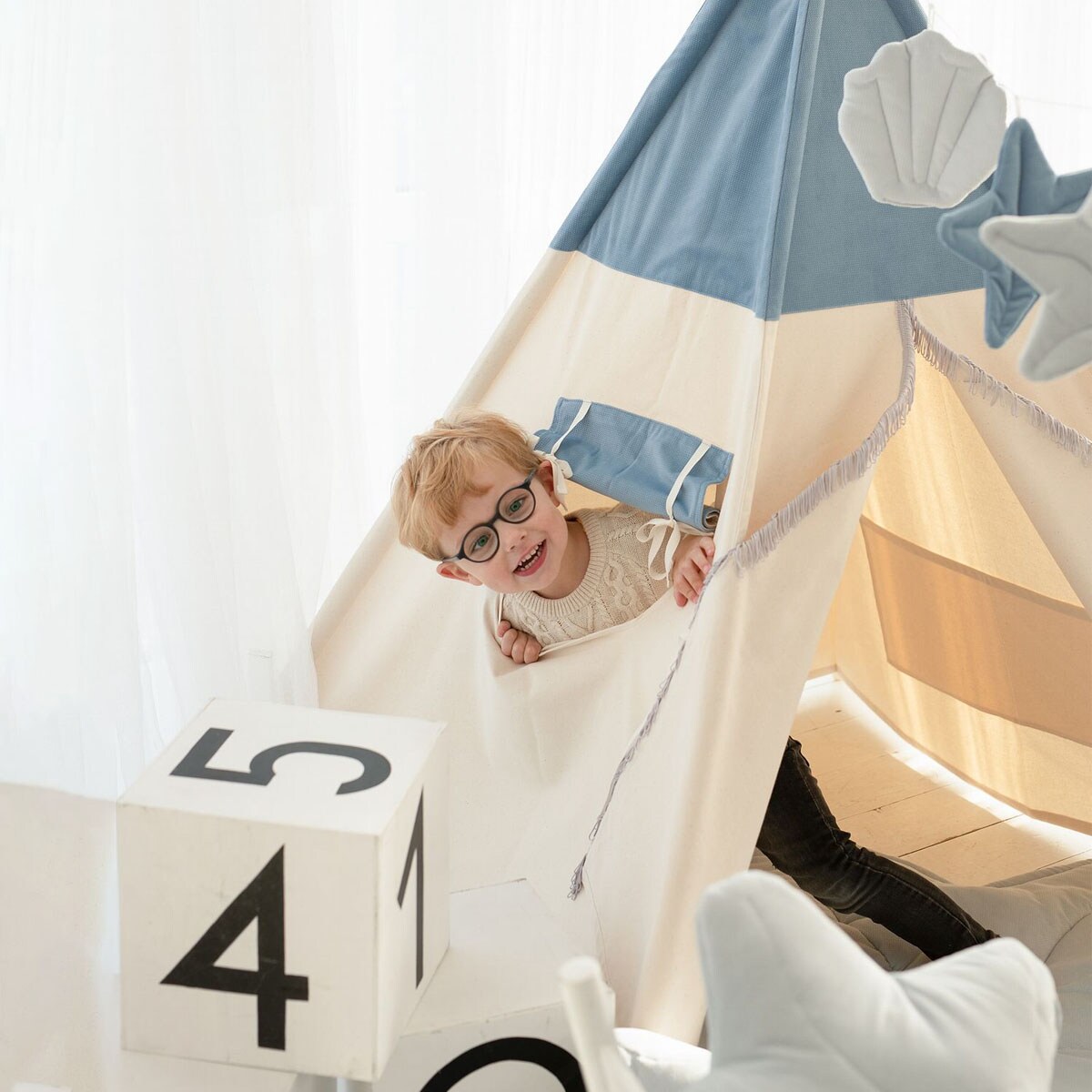 Namiot tipi Blue Sea, błękitne tipi do zabawy