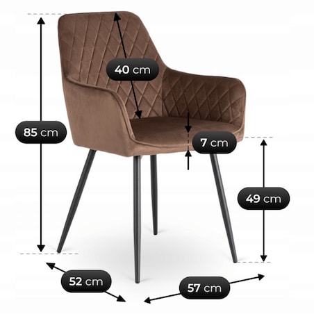 Krzesło Tapicerowane Welurowe Do Salonu Jadalni Kuchenne Brąz BRESSO