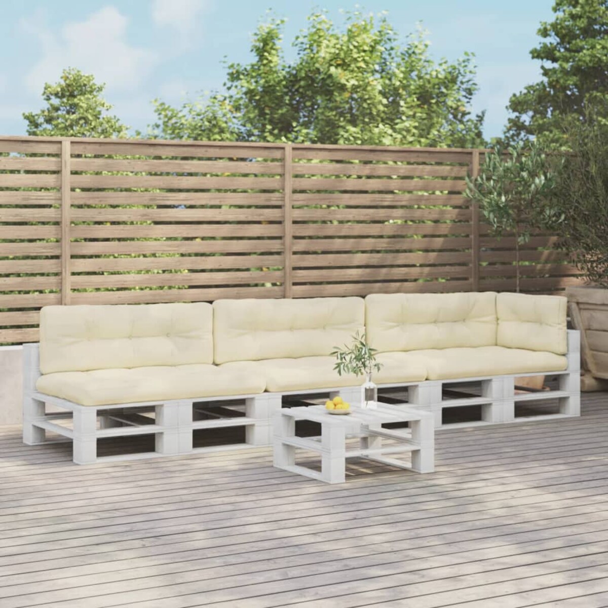 vidaXL Poduszki na palety, 7 szt., kremowe, tkanina