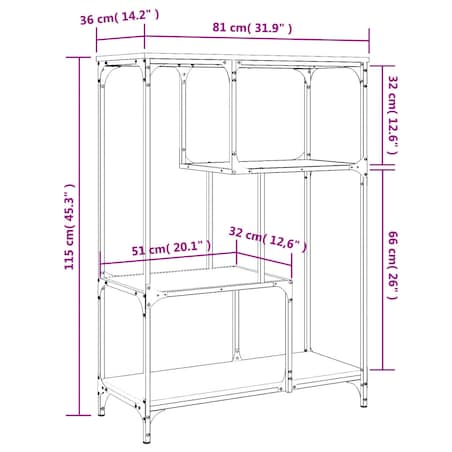 vidaXL Regał na książki, dąb sonoma, 81x36x115 cm