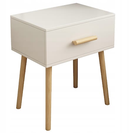Szafka nocna z szufladą biała stolik skandynawski glamour sypialni salonu