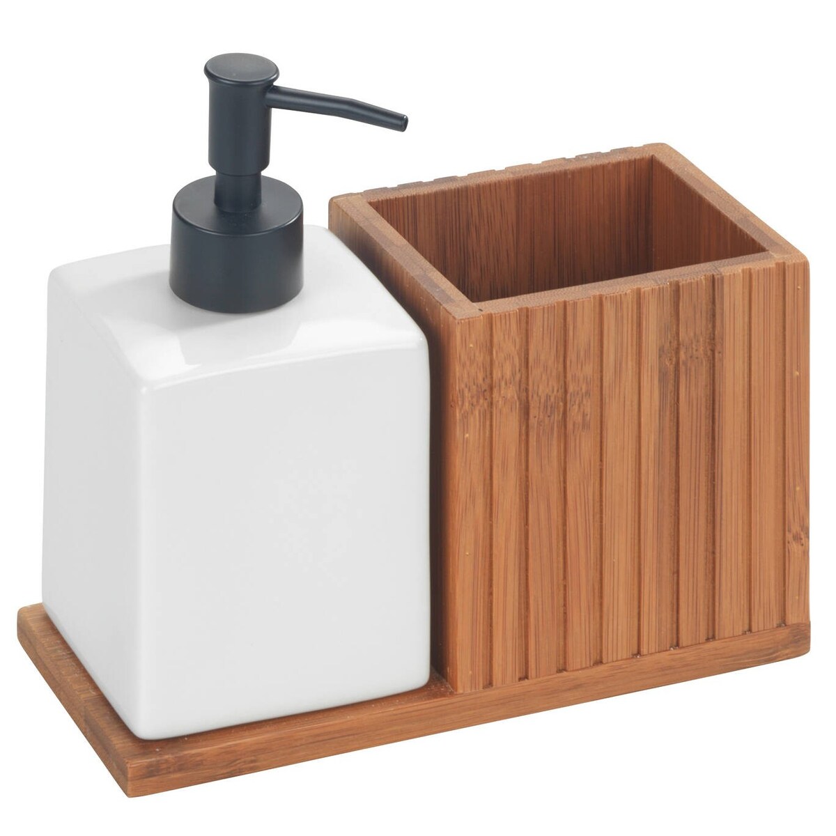 Dozownik na płyn z bambusowym organizerem