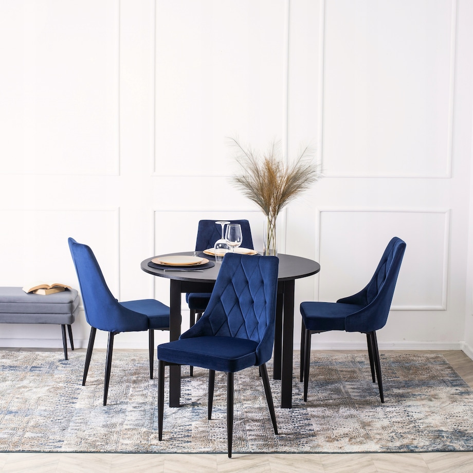 Krzesło Tapicerowane Welurowe Do Salonu Jadalni Loft Velvet Granatowe CORK