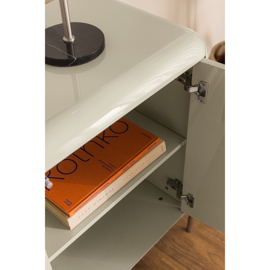 Komoda z płyty MDF błyszcząca Alazne 160x45 cm miętowa