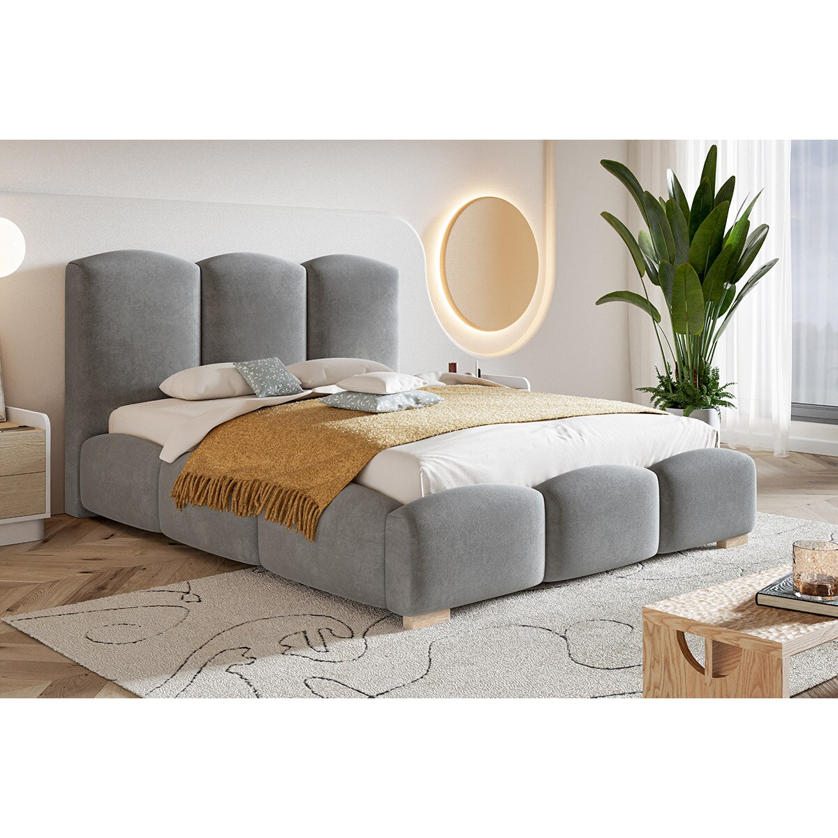 Łóżko jednoosobowe z pojemnikiem 120x200 BEN 14 - szare