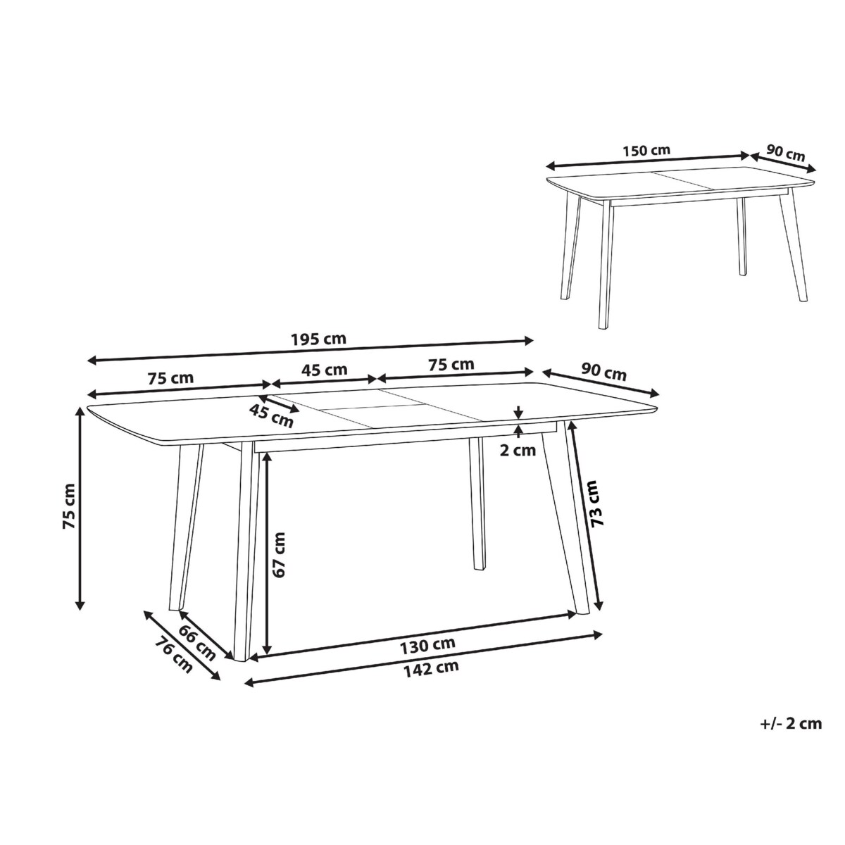 Stół do jadalni rozkładany 150/195 x 90 cm biały SANFORD