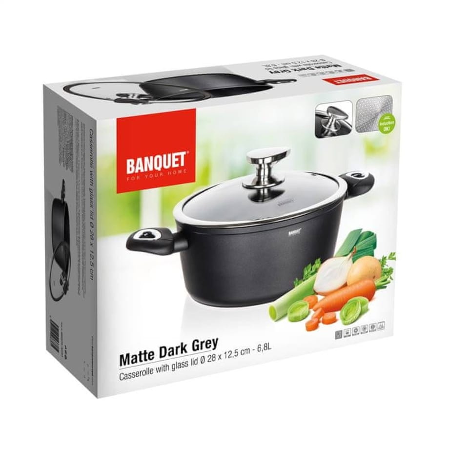 GARNEK MATTE 28 cm do gotowania jedzenia POKRYWKA 6,2 L kuchni na obiad box