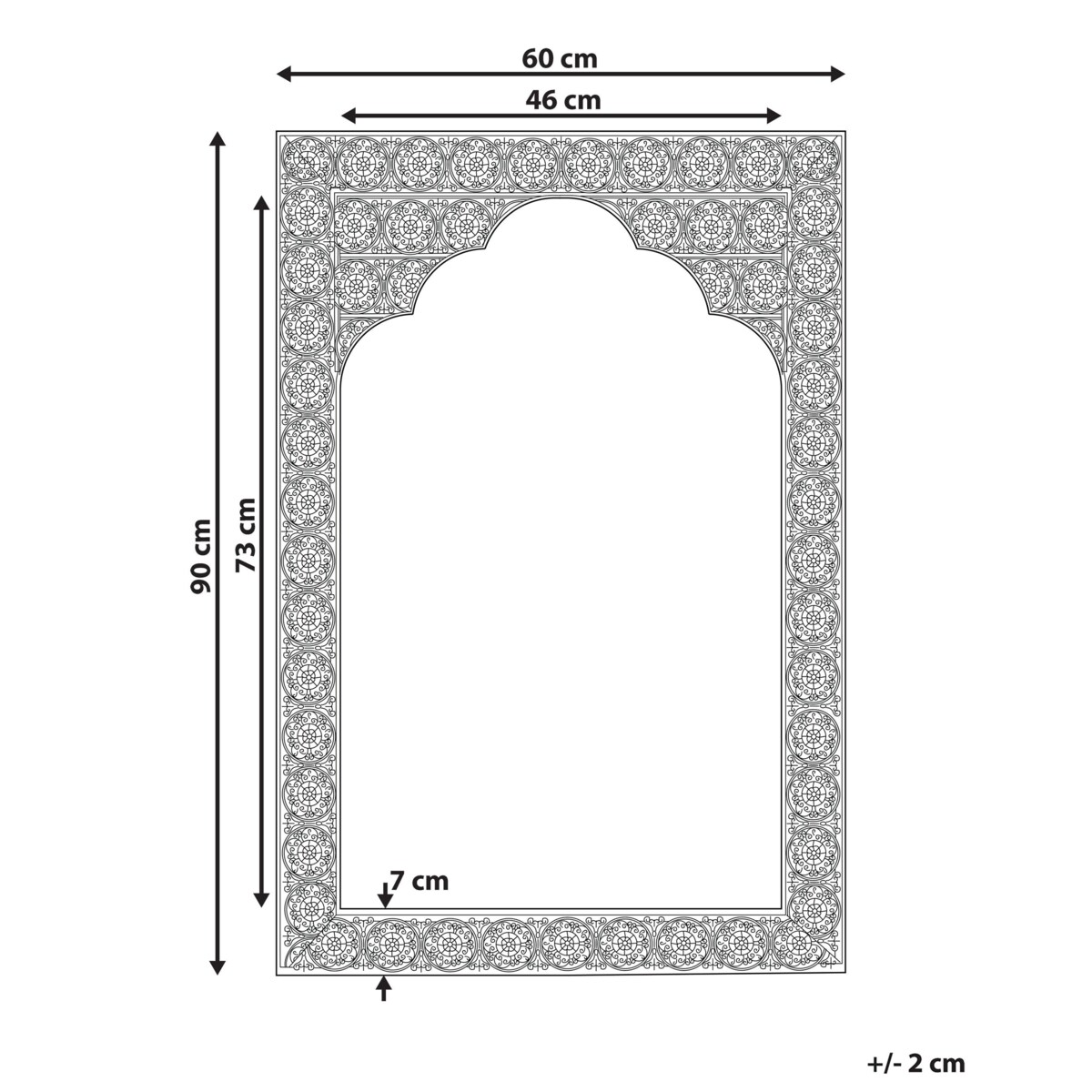 Metalowe lustro ścienne 60 x 90 cm miedziane PALI