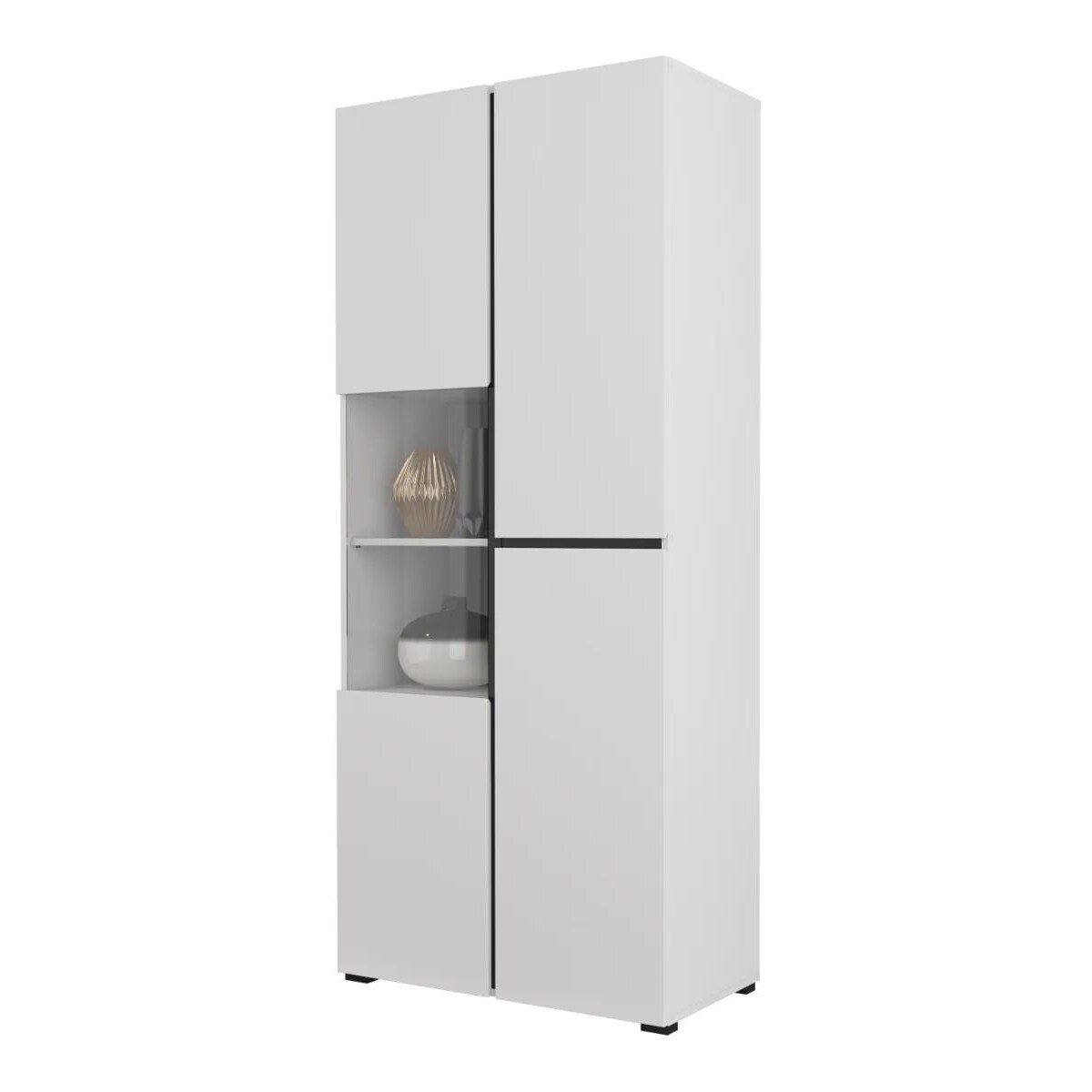 Witryna wysoka CROSS 3D 80cm biała/czarna