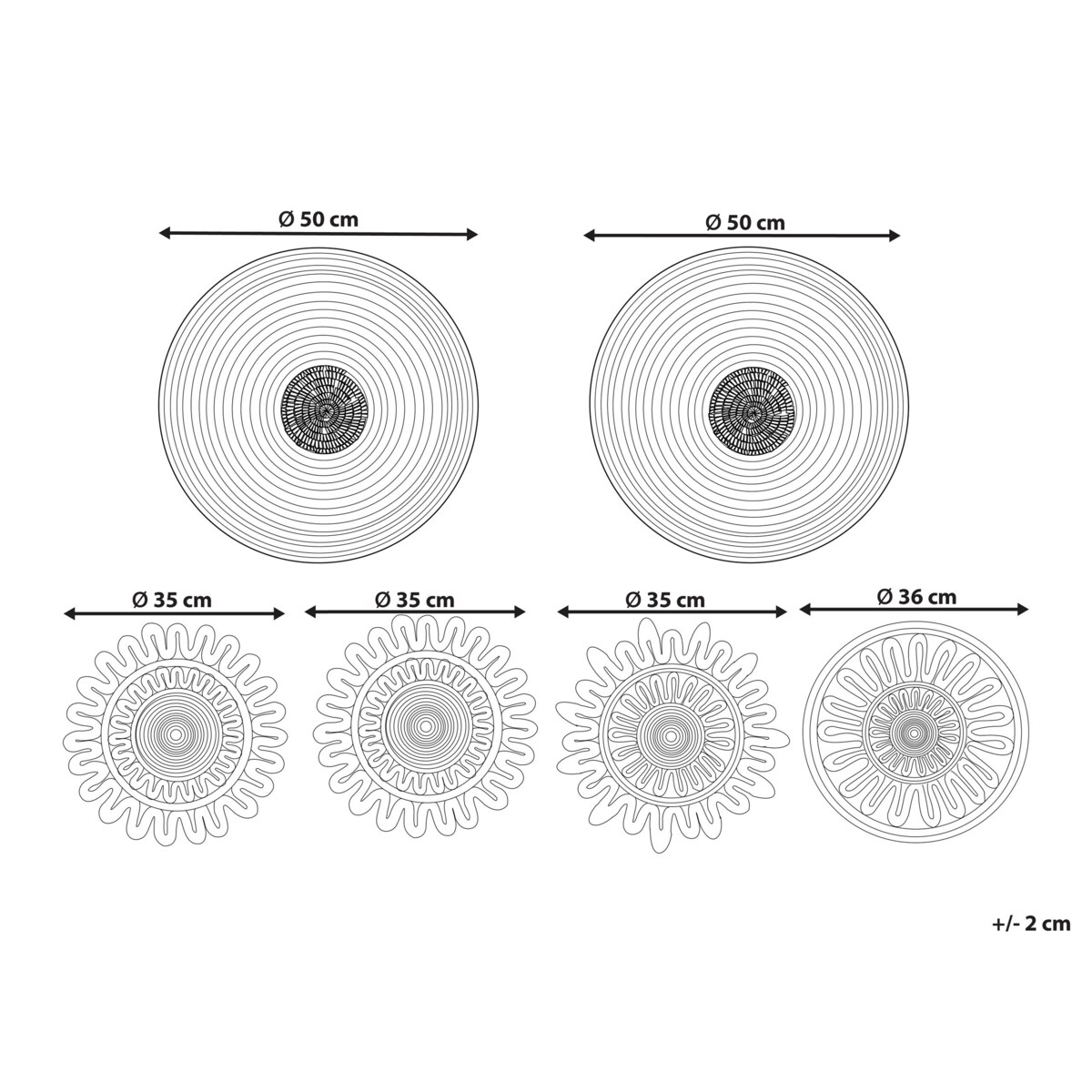 Zestaw 6 dekoracji ściennych z trawy morskiej naturalny PINTANO