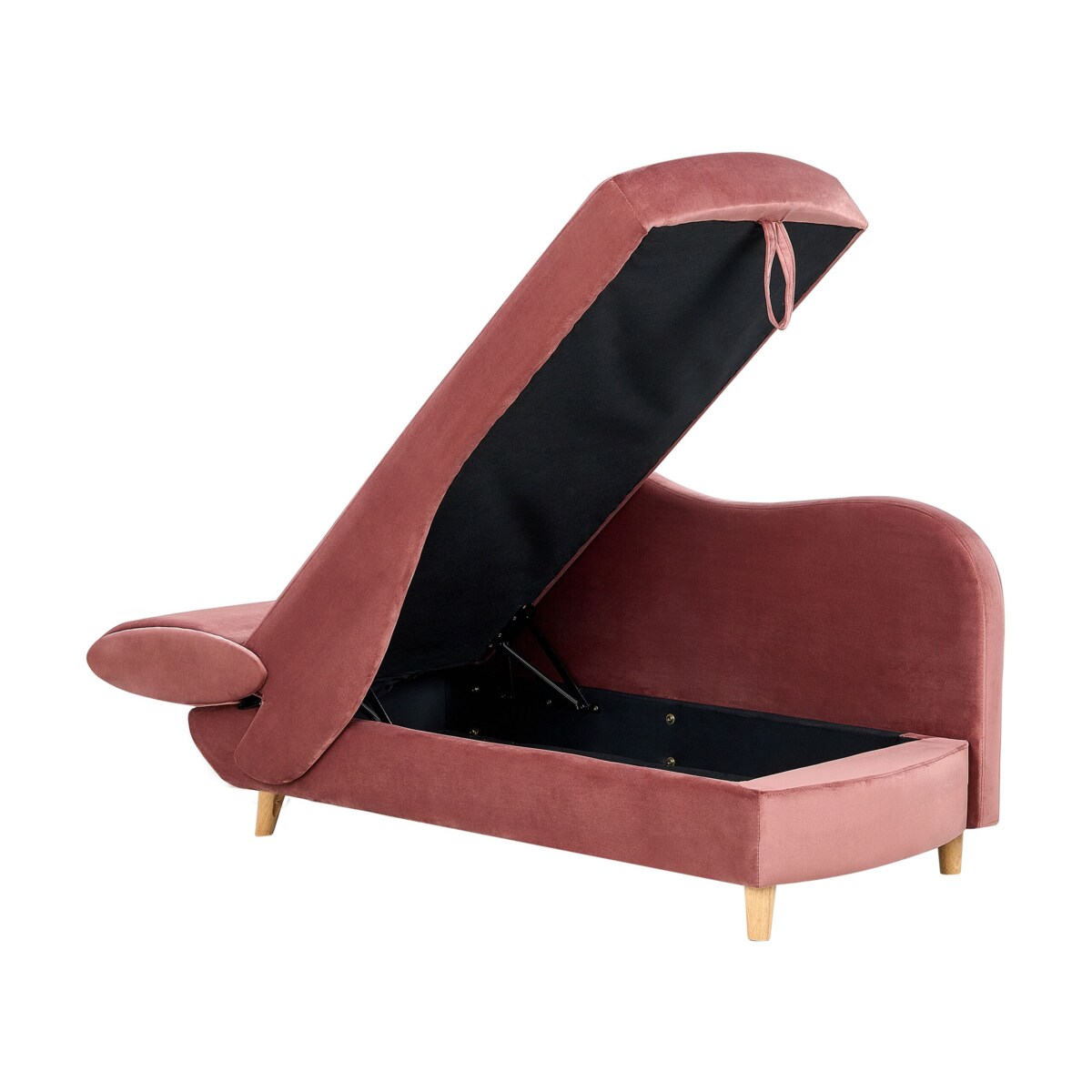 Szezlong welurowy z pojemnikiem lewostronny różowy MERI II