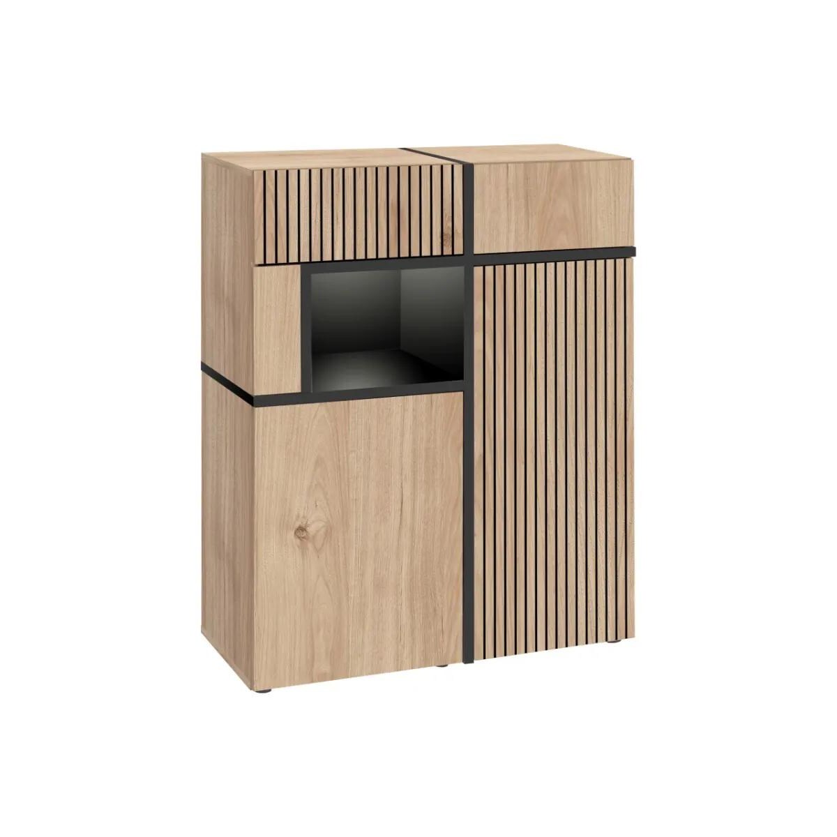 Witryna niska CROSS LED hickory jackson/czarna