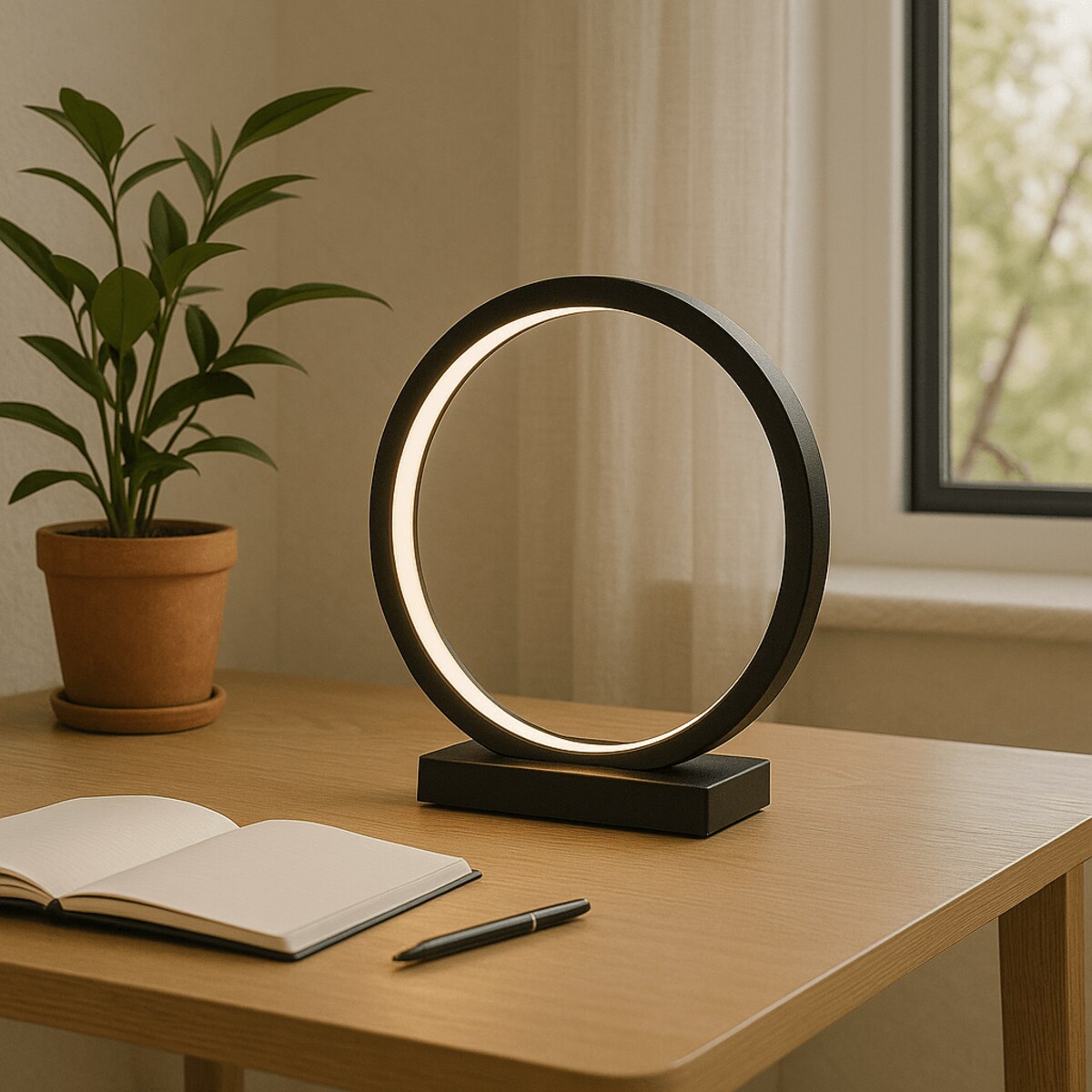 LAMPA STOŁOWA RAVELLA S OBRĘCZ CZARNA PODSTAWA CZARNY MARMUR