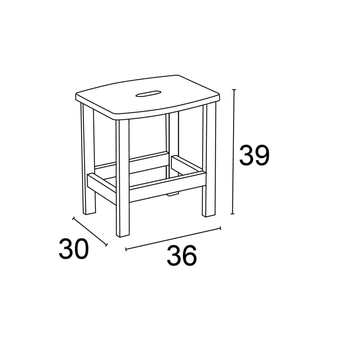 ARREDAMENTI NELLO Stolik z siedziskiem - 36 x 30 cm, brązowy